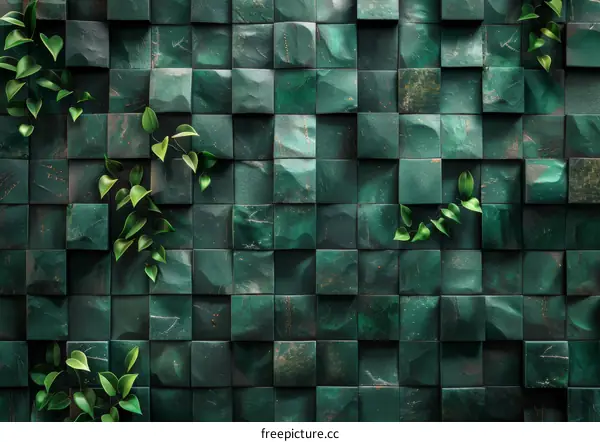 Growing Green Plants in Cracks of Wall Tiles