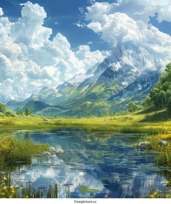 Picturesque Mountains and Serene Lake