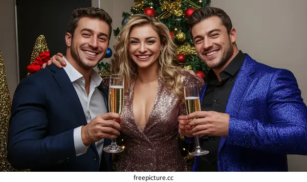 Celebration with Friends at Christmas Party