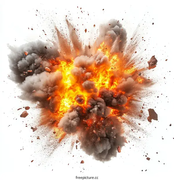 Explosive Explosion with Debris and Smoke