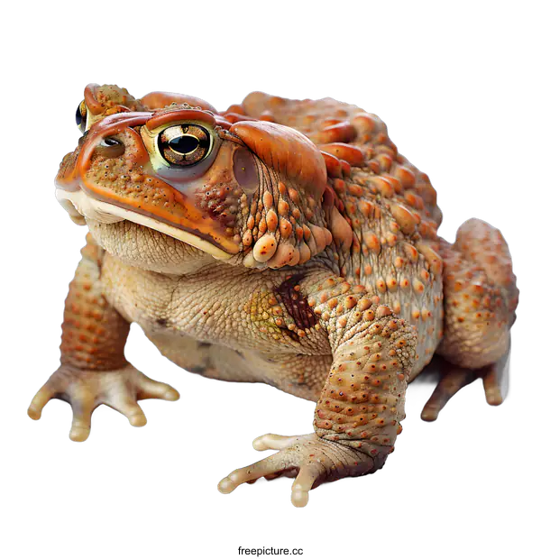 [Transparent Background PNG]A large brown toad sits on a white background