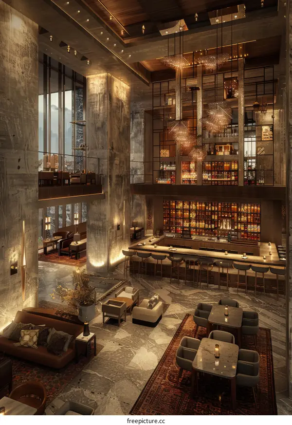 Modern Industrial Hotel Lobby Design