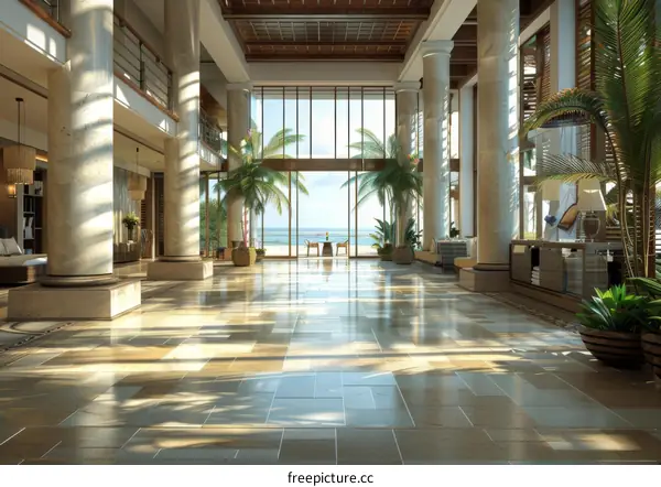 Luxurious Hotel Lobby with Modern and Elegant Interior
