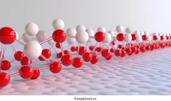 Molecular Structure Illustration of Red and White Atoms