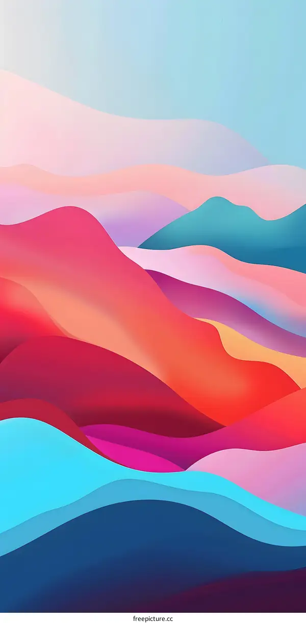 Abstract Colorful Landscape with Mountain and Water