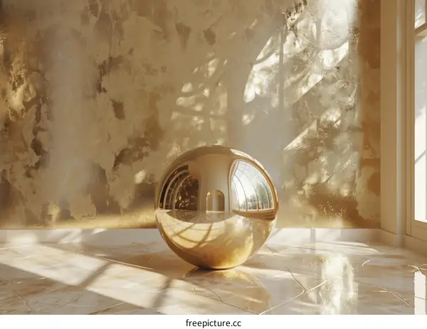 Golden Sphere in a Luxurious Interior