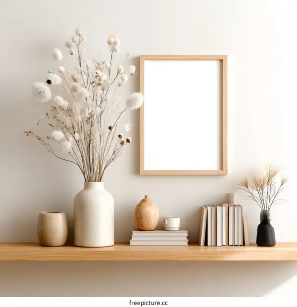 Minimalist Home Decor with Dried Flowers and Frame