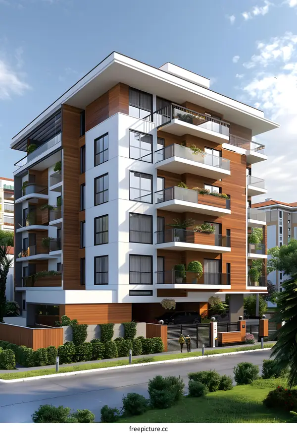 The beautiful residential building with modern design