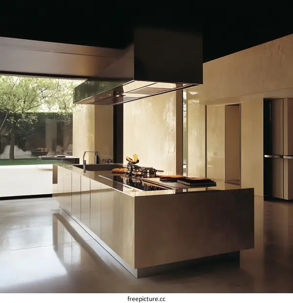 Modern Kitchen Design With Stainless Steel Countertop