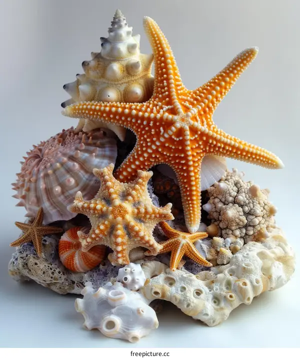 Seashells and Starfish on the Beach
