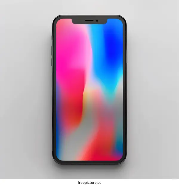 Black Smartphone with Colorful Abstract Background