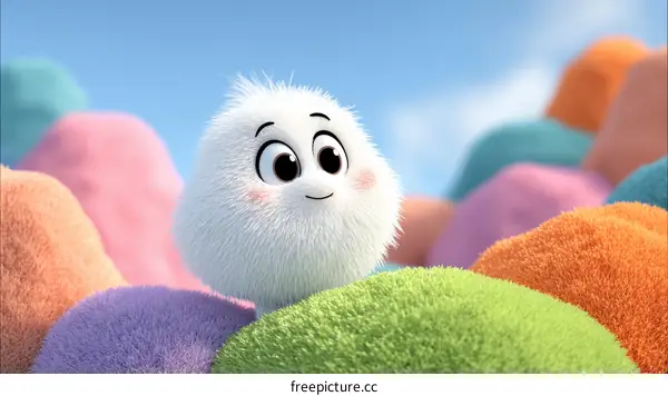 Fluffy Creature in a Colorful Landscape