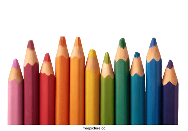 [Transparent Background PNG]Colorful Crayons in a Row