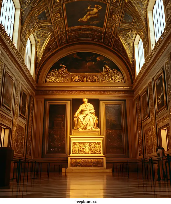 Ornate Interior with Gold Decor and Statues