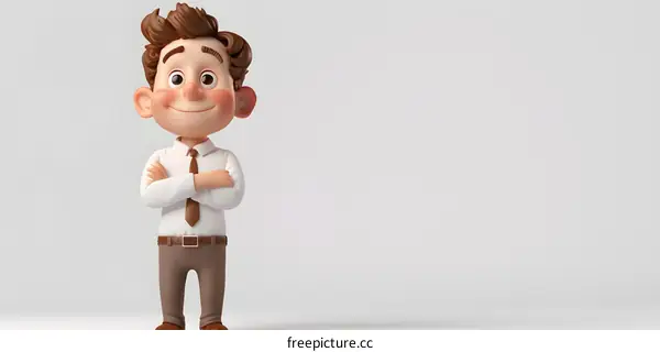A 3D illustration of a businessman smiling