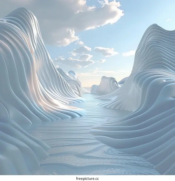 Abstract Ice Canyon Landscape Illustration
