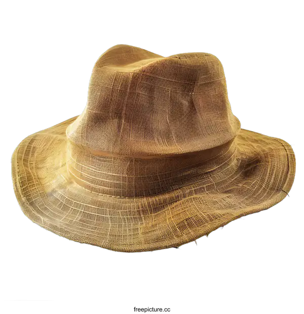 [Transparent Background PNG]Brown Woven Straw Hat Isolated on White Background