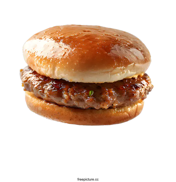 [Transparent Background PNG]A delicious beef burger with sesame seeds on a white background
