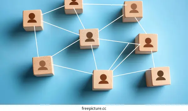 Networked Wooden Blocks Representing Connections