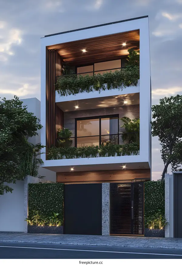 Modern Minimalist House Design with Green Plants