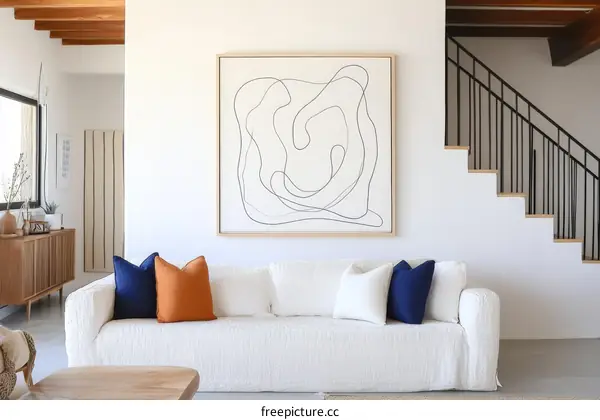 Modern Living Room Interior Design with Abstract Art