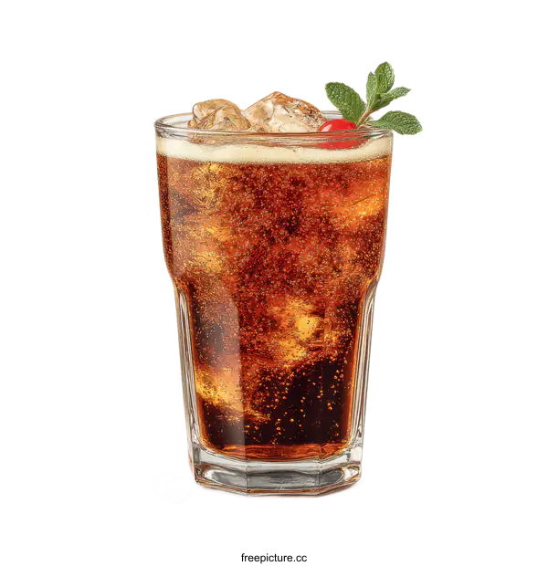 [Transparent Background PNG]Refreshing Iced Cola Drink in Glass