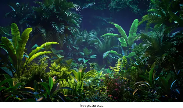 Tropical Rainforest Lush Foliage Background Illustration