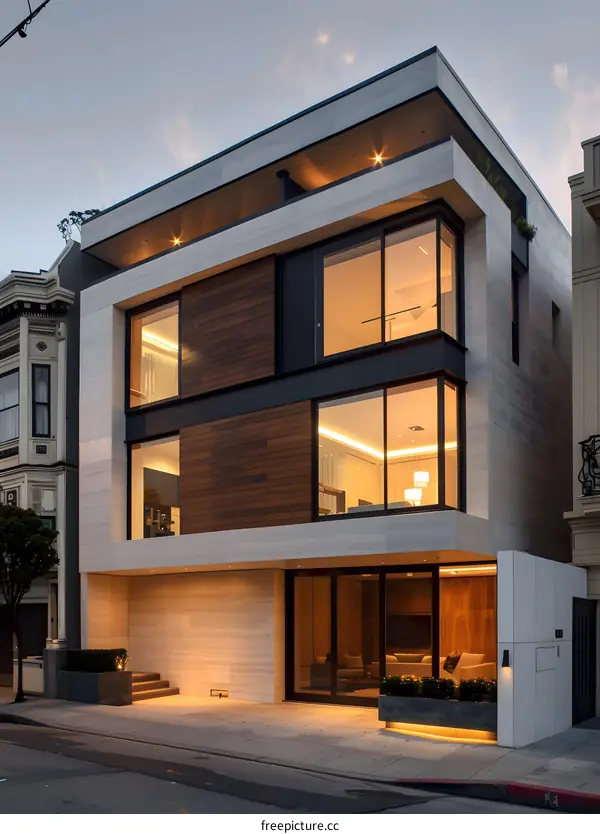 Modern Minimalist Home Exterior Design With Wood And Stone