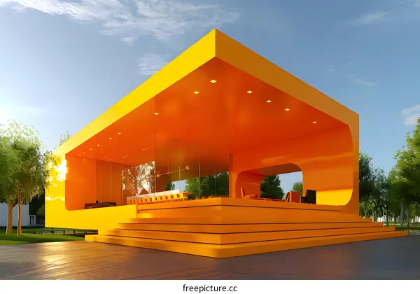 Modern Architecture Design With Orange Color