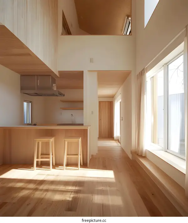 Modern Minimalist Interior Design Featuring Wood Accents and Natural Light