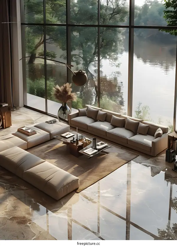 Luxurious living room with a view