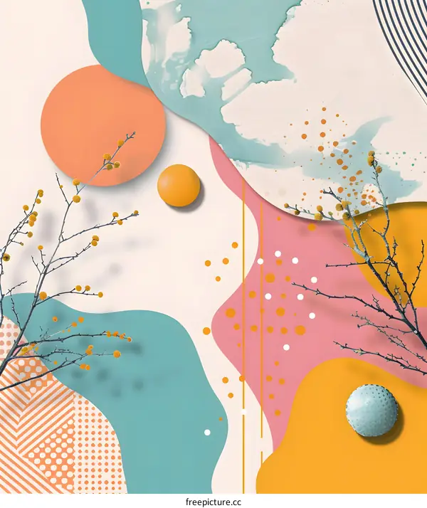 Abstract Art with Branch and Circles