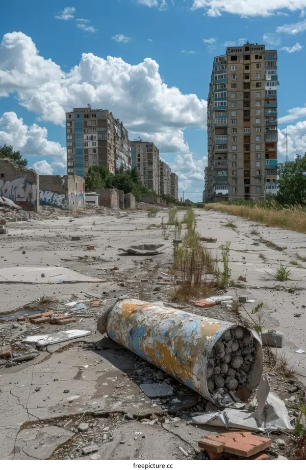 Ruins of an Abandoned Urban City Street