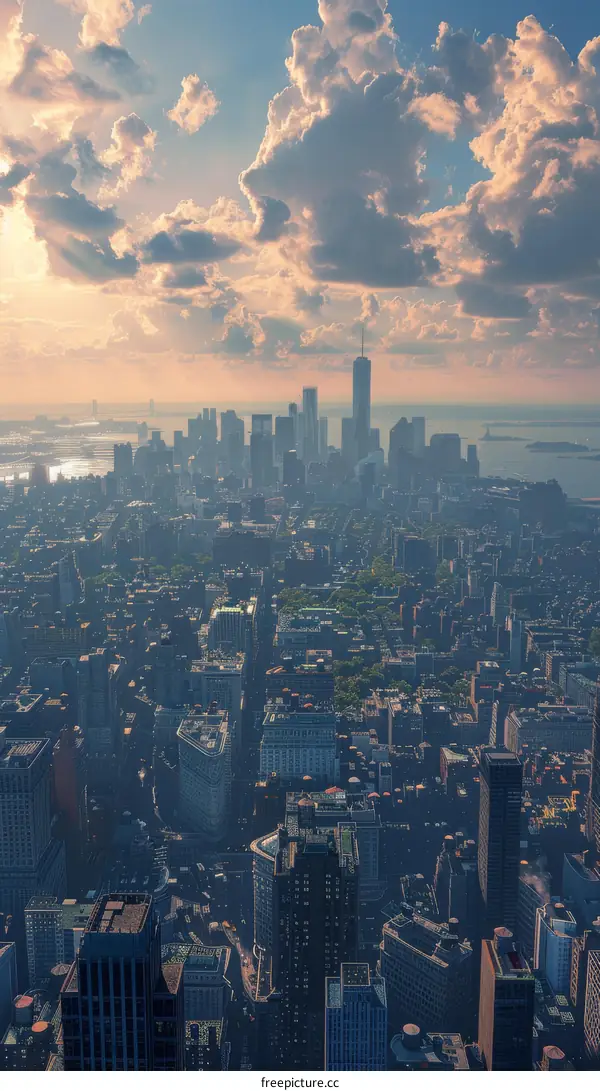 Manhattan Skyline Under Sunset Glow