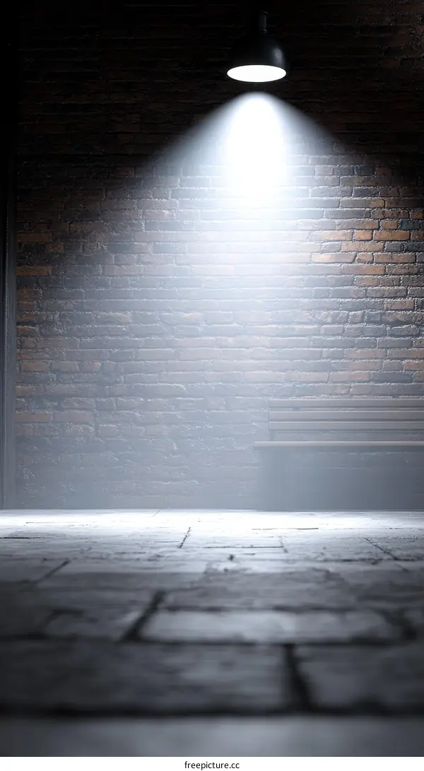 Spotlighted Brick Wall Alleyway Scene