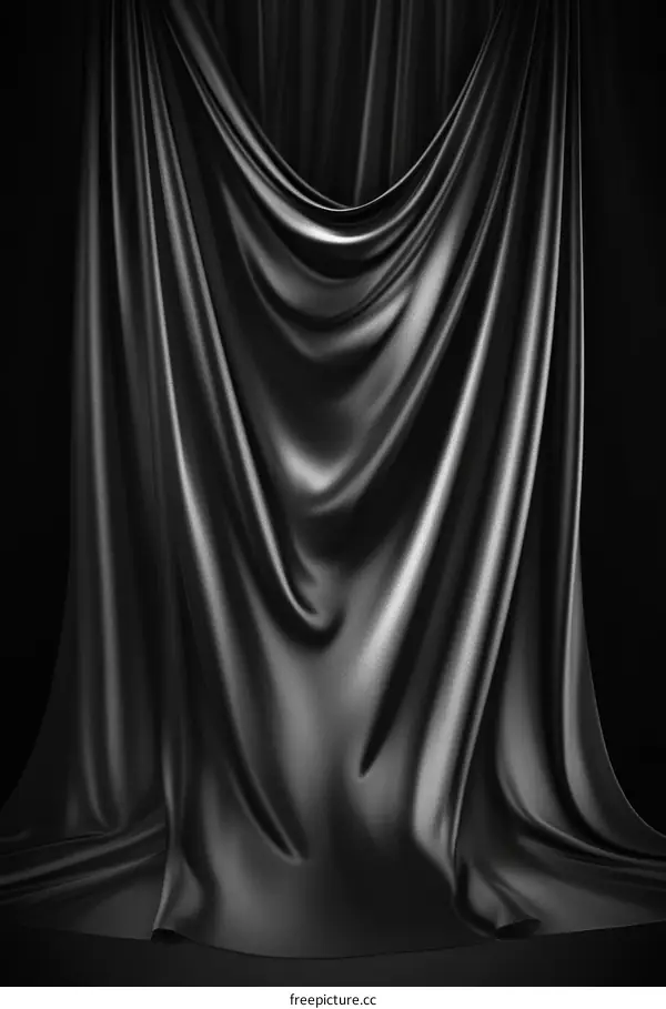 Draped Black Satin Fabric Texture