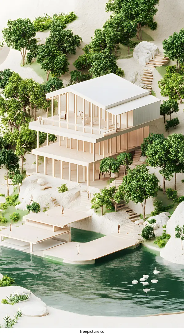 Modern Wooden House on a Hillside with a View of the Lake