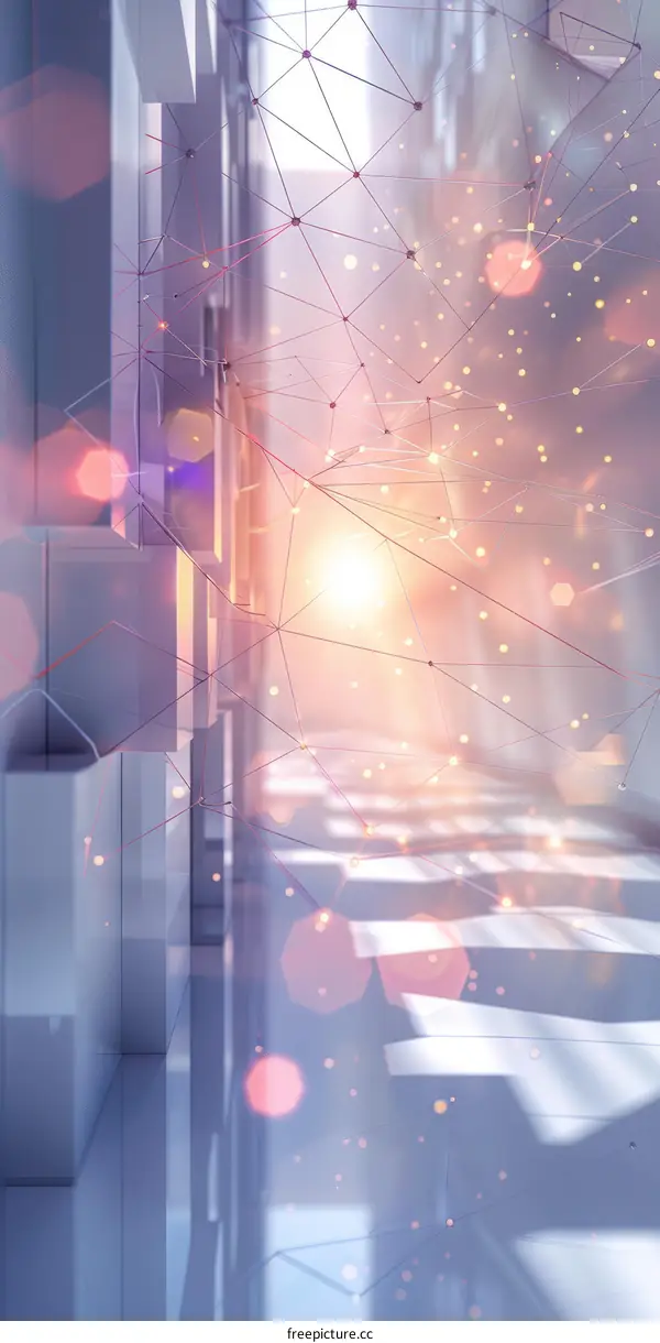 Futuristic Cityscape: Glowing Lines and Glass Towers