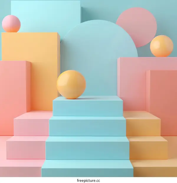 Geometric Shapes and Pastel Colors 3D Render