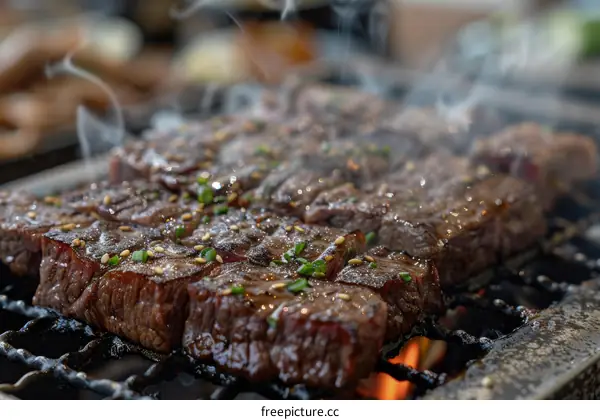 A sizzling plate of delicious grilled beef