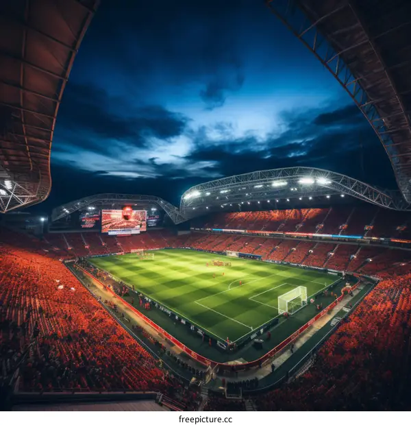 football stadium with many spectators in the stands