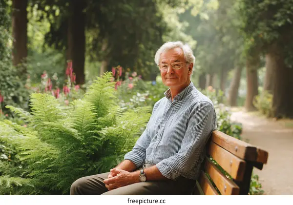 Elderly Man Relaxing in a Park
