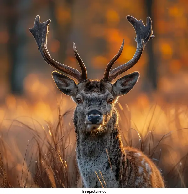 Close-up of a Sika Deer in the Forest