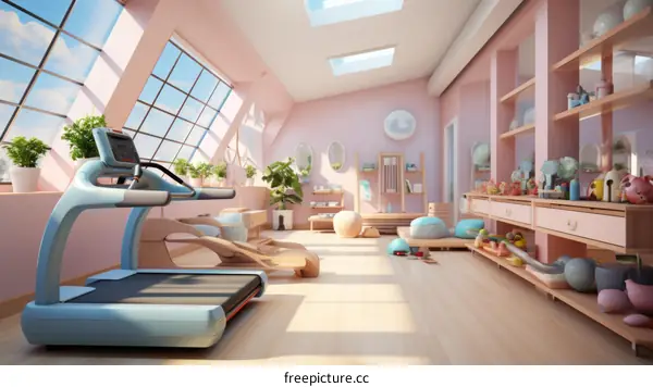 A Vibrant Room with Fitness Equipment