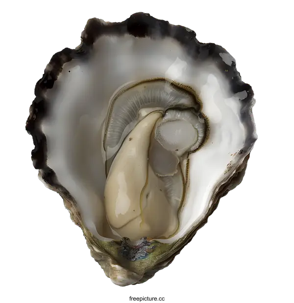 [Transparent Background PNG]Freshly Shucked Oyster on White Background