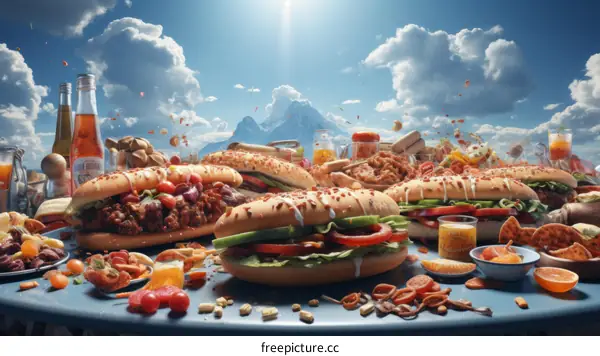 Mountain View Picnic: Sandwiches and Food Spread