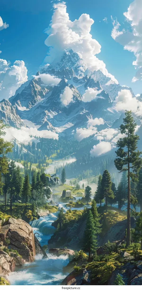 Majestic Mountain Landscape with Lush Valley