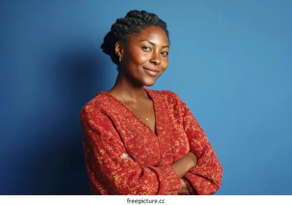 Confident Woman in a Stylish Knitted Sweater