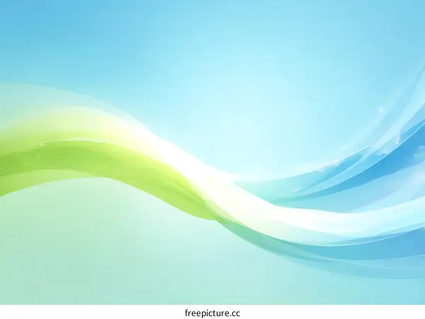 Abstract Colorful Waves in Light Blue and Green