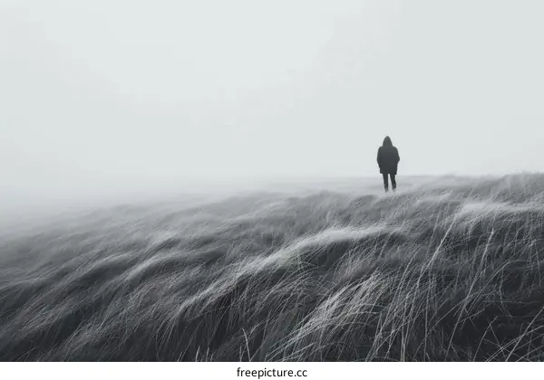 A Solitary Figure Stands in a Field of Tall Grass